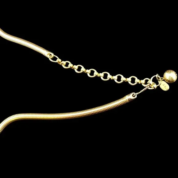 Kenneth J. Lane Gold Tone Adjustable 20" Snake Chain Necklace Vintage - Picture 6 of 10